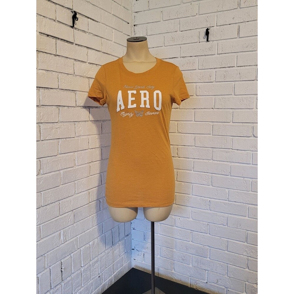 Aeropostale Women’s Mustard Yellow AERO Graphic T-Shirt - Medium
